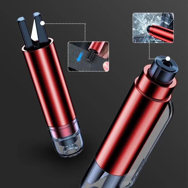 Lifesaving emergency hammer and seatbelt cutter