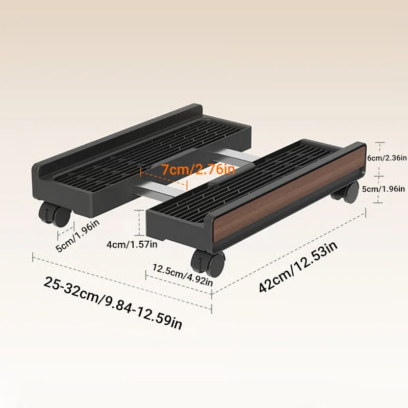 Adjustable computer stand on wheels