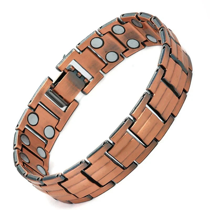 Retro men's bracelet with cross and double-row magnetic clasp