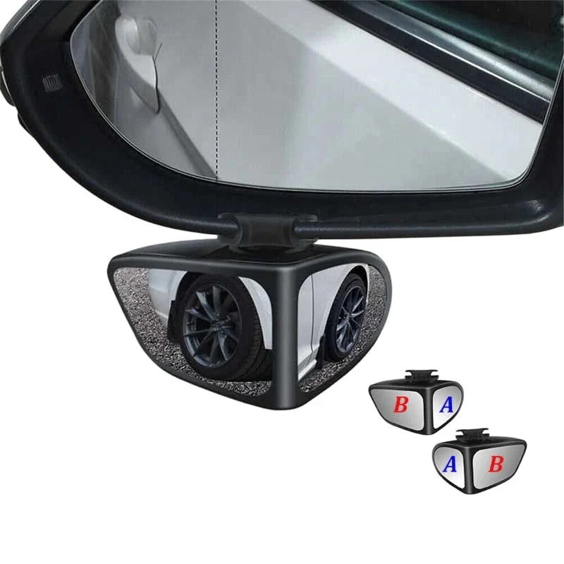 Double-lens mirror with 360° adjustable blind spot view