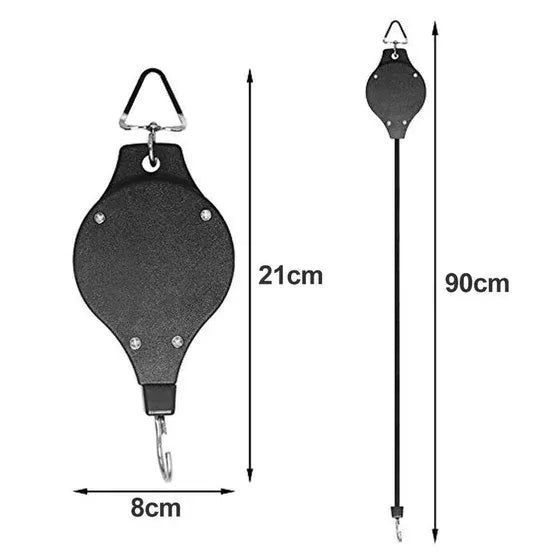 Adjustable hanging hook - effortless raising and lowering