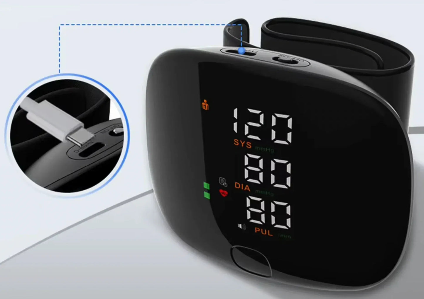 Compact wrist blood pressure monitor – measure anywhere, anytime