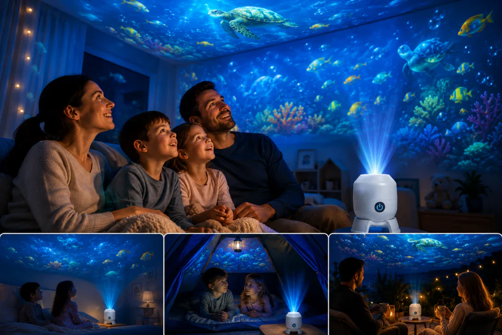 OceanWave ocean projector with rotating LED lighting