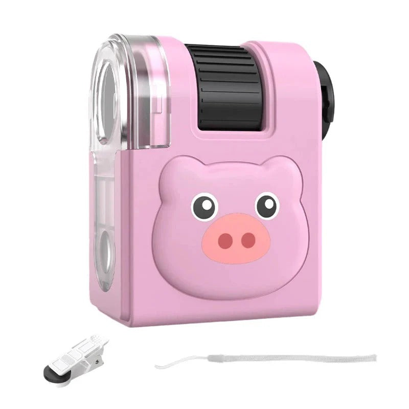 Portable educational microscope with phone holder for kids