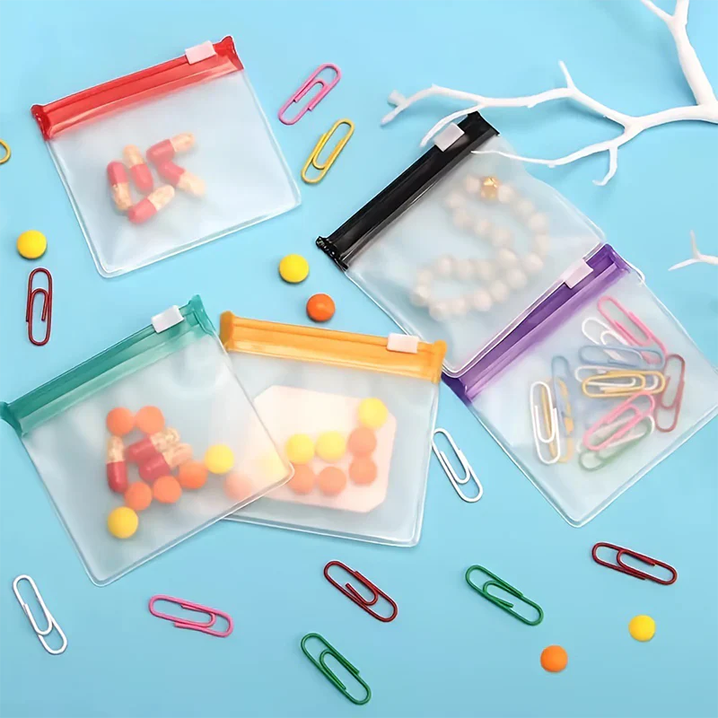 Set of 7 clear pill pouches with slider lock – airtight