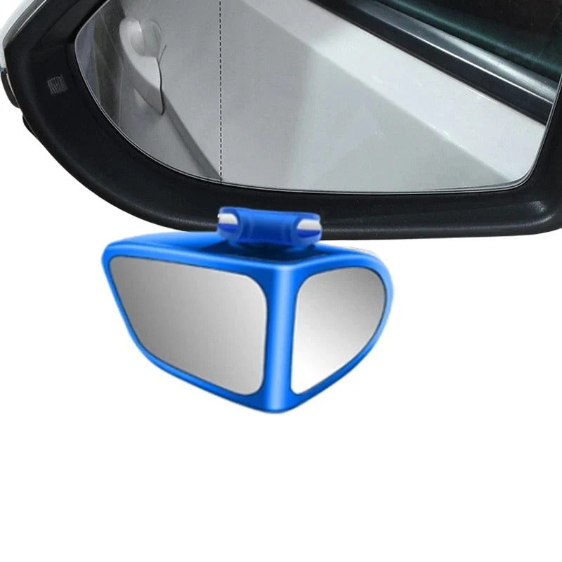 Double-lens mirror with 360° adjustable blind spot view
