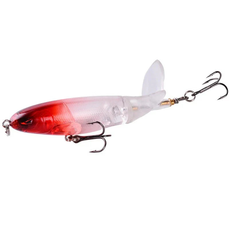 Floating, rotating fish bait in the shape of a propeller