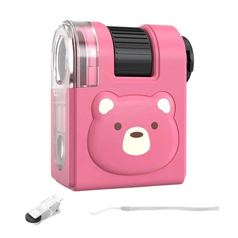 Portable educational microscope with phone holder for kids
