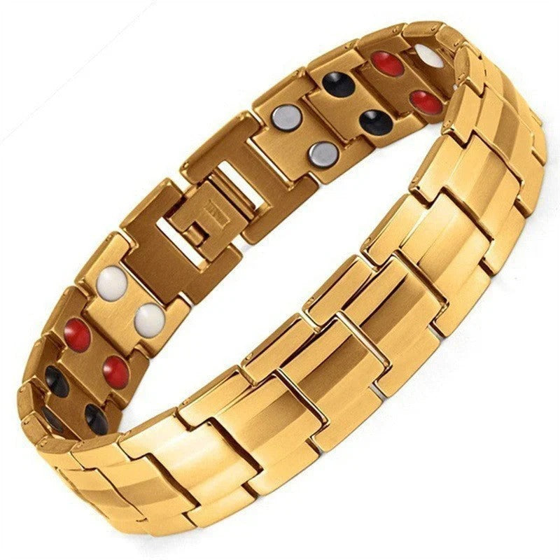Retro men's bracelet with cross and double-row magnetic clasp