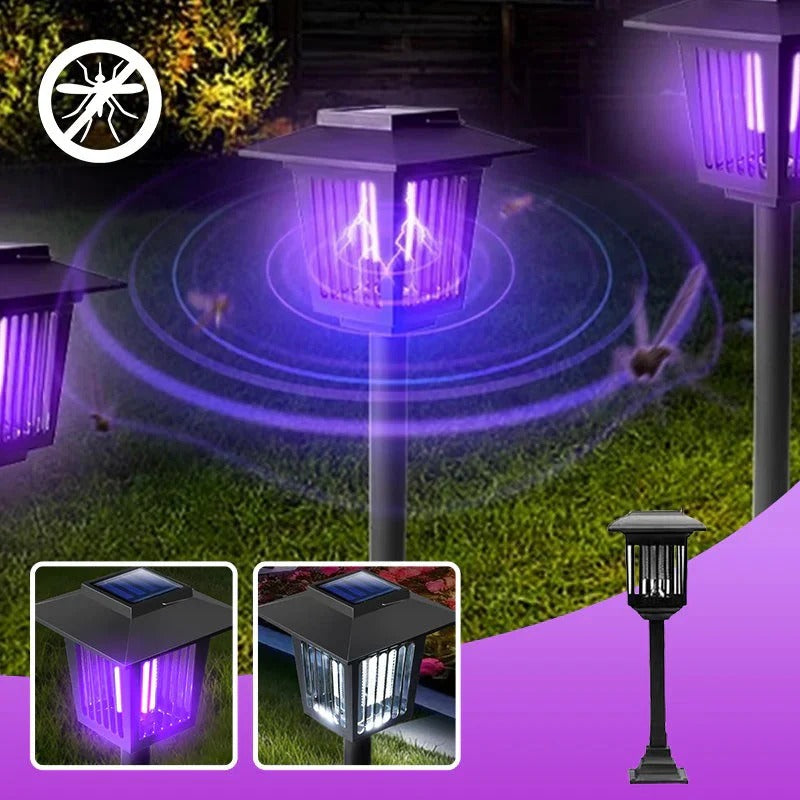Solar-powered outdoor insect zapper