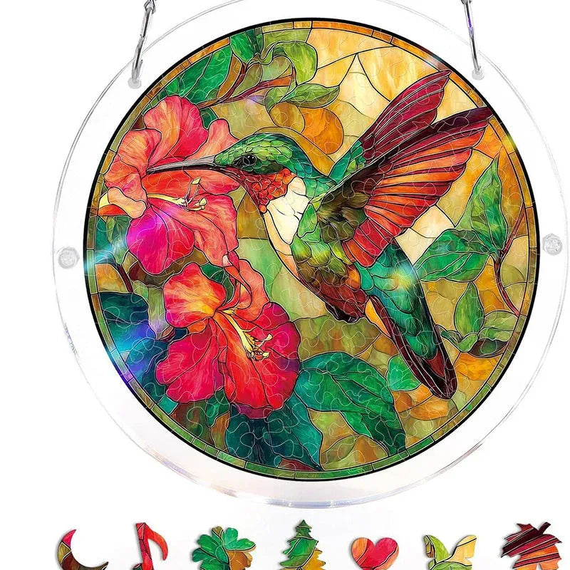 Hanging acrylic puzzle with suncatcher, 83 pieces