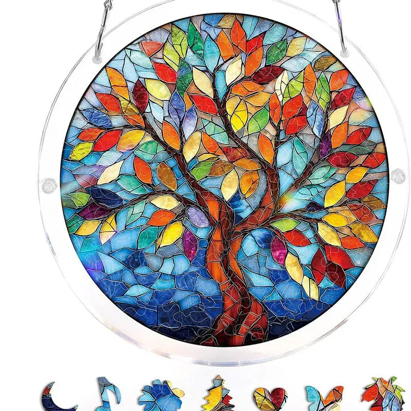 Hanging acrylic puzzle with suncatcher, 83 pieces