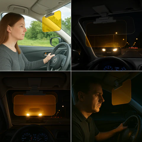 Clip-on anti-glare car visor